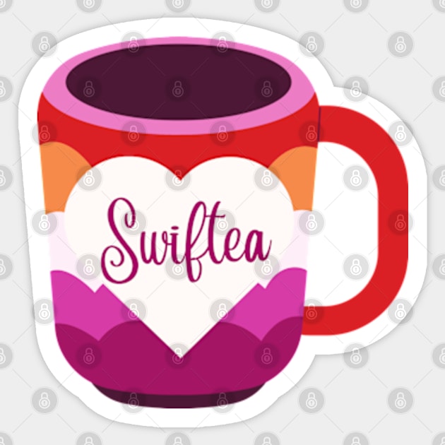 Swiftie Tea Cute Lesbian Pride Mug Sticker by Sapphic Swiftie 